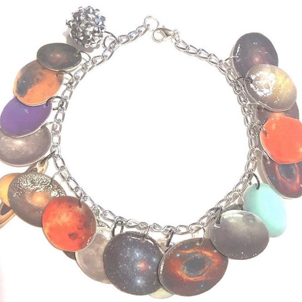 Galaxy Planets Space Charm Bracelet